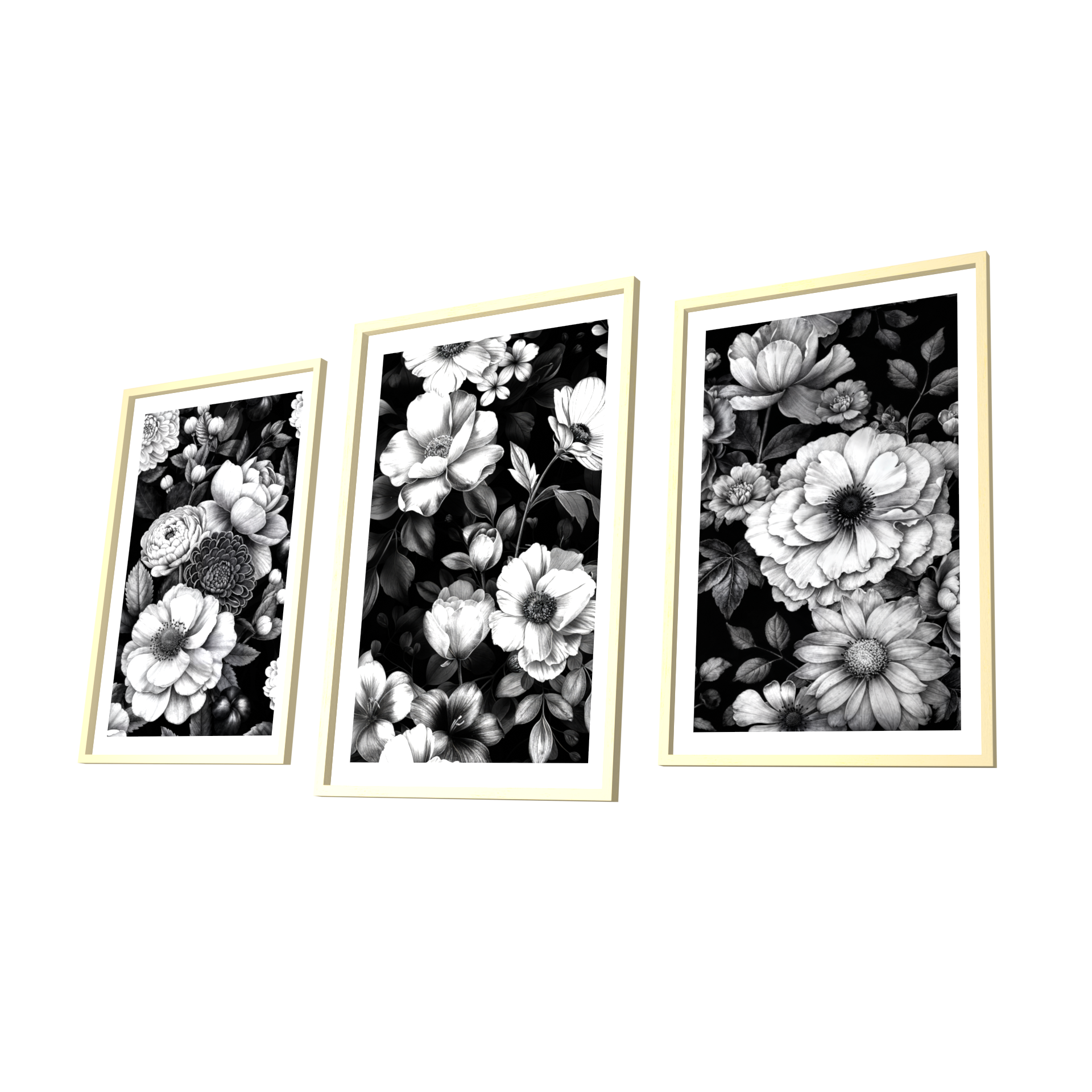 Floral Noir Triptych