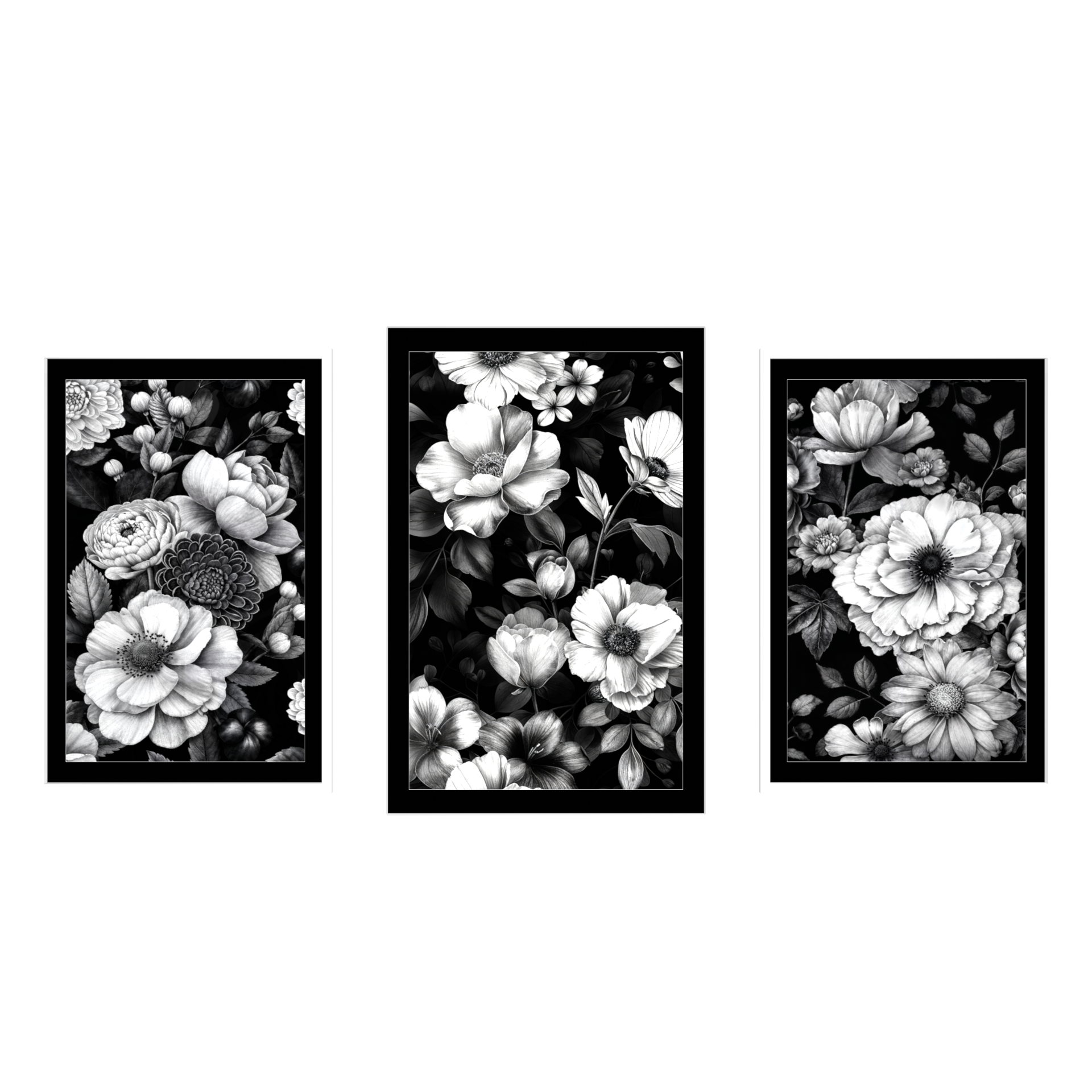 Floral Noir Triptych